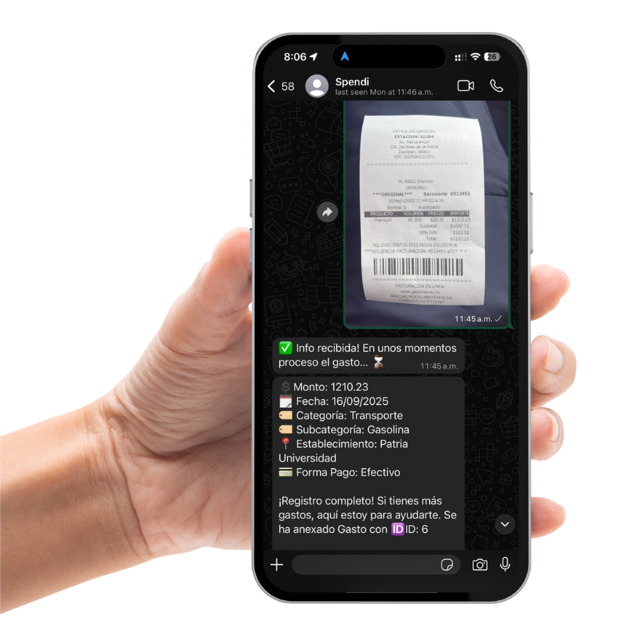Spendi WhatsApp Interface